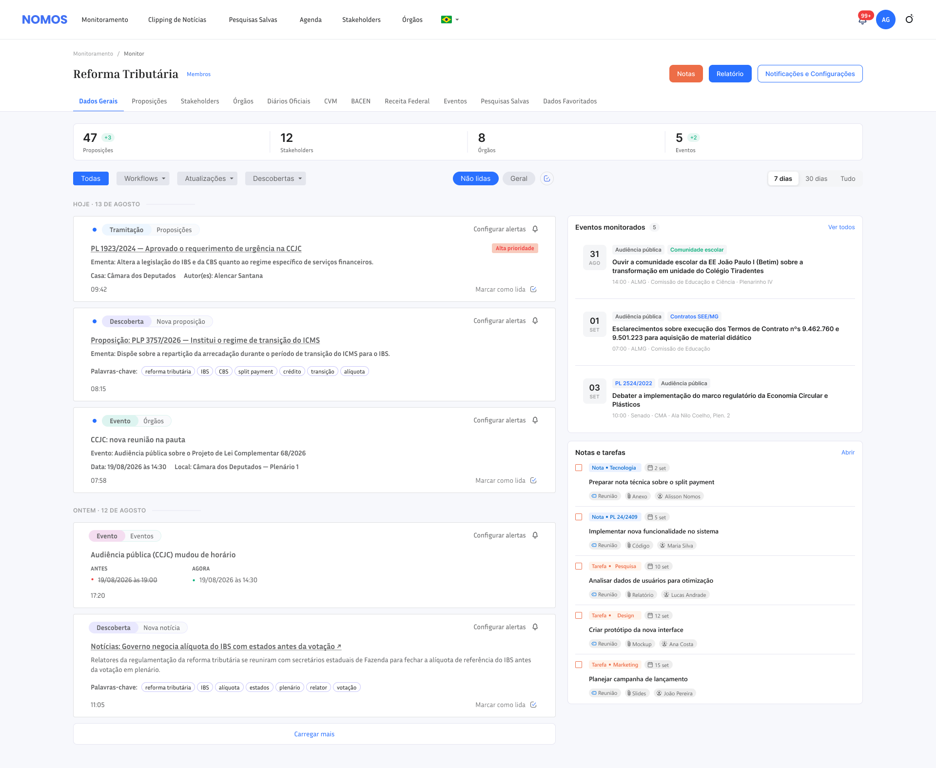 Nomos Platform Dashboard