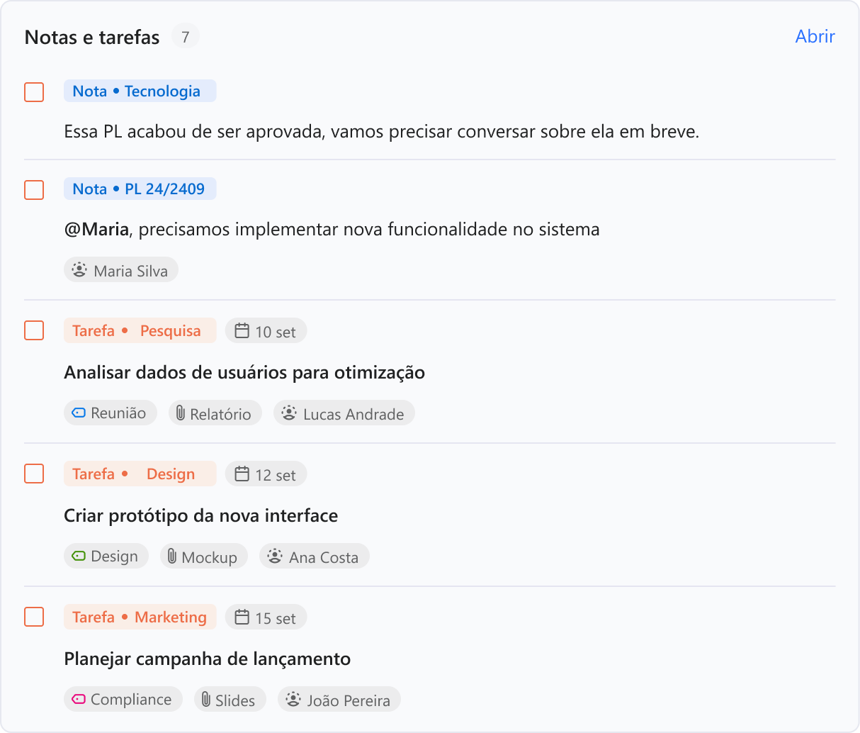 Notas e Tarefas